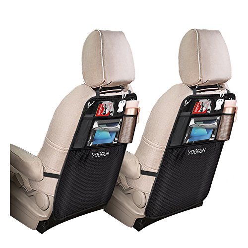 2er Pack Auto Organizer Anhängematte, Auto Organizertaschen, Wasserfester Autositz Rückenschutz mit iPad / Tablethalterung von YOOFAN