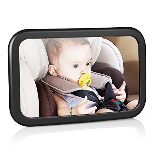 Rücksitzspiegel für Babys, Amzdeal bruchsicherer Spiegel für Auto Baby mit großem Sichtfeld, Babyspiegel ohne Einzelteile/Schrauben, 360° schwenkbar, Größe 300 x 190 x2,8mm