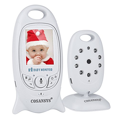 COSANSYS Babyphone mit Kamera,video babyphone, Wireless Video baby Monitor 2 Zoll LCD 2.4GHz Digital Baby Überwachung Digitalkamera mit Temperatursensor Schlaflieder Nachtsicht Gegensprechfunktion EU Plug (2.0 ZOll, weiß)