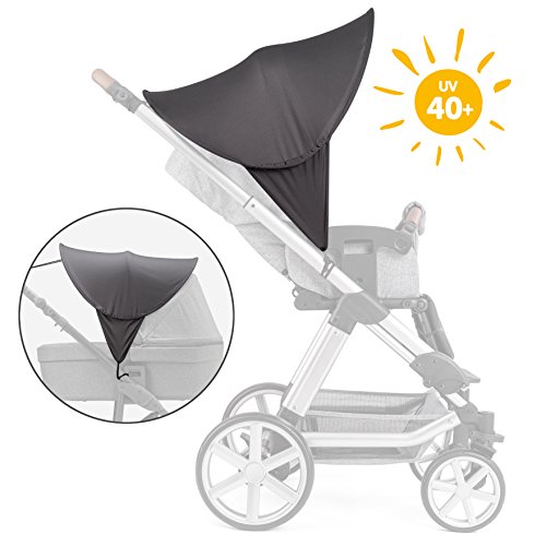 Zamboo Kinderwagen Sonnenschutz Universal – Baby Sonnenverdeck für Buggy & Sportwagen | XL Pop-Up Sonnendach mit UV Schutz 40+ und Tasche – Grau