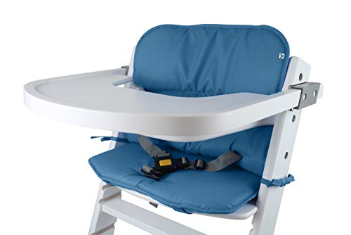 Tinydo Hochstuhl-Sitzkissen+ optimal für Timba Safety 1st und alle gängigen Treppenhochstühle- Set mit Memory-Schaum-Dämpfung Sitzverkleinerer-Auflage für Babystühle rutschfest pflegeleicht (Blau)