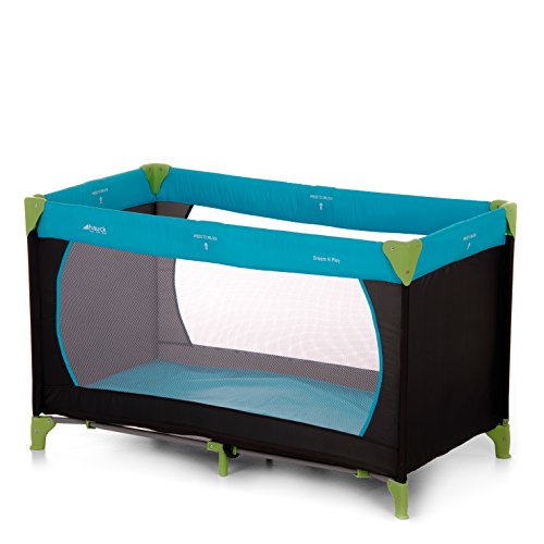 Hauck Kinderreisebett Dream N Play / inklusive Matratze und Tasche / 120 x 60cm / ab Geburt / tragbar und faltbar, Waterblue (Blau)