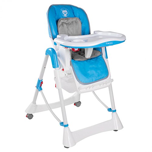 Froggy Kinderhochstuhl Babyhochstuhl mit Sicherheitsgurt Großem Esstisch Höhenverstellbar Zusammenklappbar Kinderstuhl Babystuhl Hochstuhl Stuhl Blau