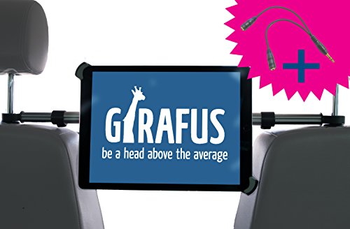 Girafus Relax H3 Universale Tablet Auto Kfz-Kopfstützen-Halterung Rücksitz für 9,5-14,5 Zoll – iPad Pro 12.9'', Galaxy TabPro S, MS Surface 12.3'' – Mittig für optimale Sicht von der Rücksitzbank