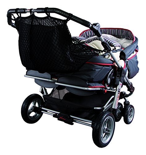 Sunnybaby 850120519 Kinderwagen-Einkaufsnetz für Zwillingswagen mit Sichtschutz, schwarz