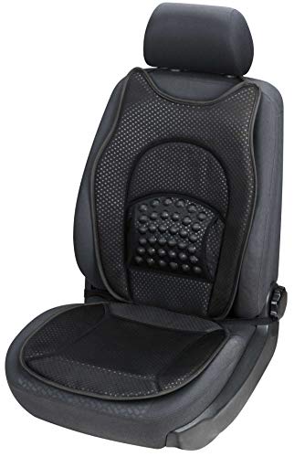 CarComfort weiche Universal Auto Sitzauflage New Space schwarz, hohes Rückenteil, 36 Massagenoppen, 30 Grad waschbar, alle PKW, Sitzschoner