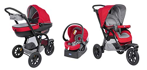 Chicco Trio Activ3 Kinderwagen 3 in 1 Modulares Baby Travel System mit Kit Car, 3-Rad Kinderwagen, Kinderwagenaufsatz und Babyschale Gruppe 0+, mit klappbarem, kompaktem Verschluss