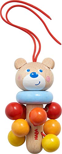 HABA 305231 – Hängefigur Bär, Babyspielzeug für Babyschale, Spieltrainer, Kinderbett und Kinderwagen, Holzspielzeug ab 6 Monaten