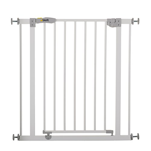 Hauck Türschutzgitter / Treppenschutzgitter für Kinder Open N Stop Safety Gate / ohne Bohren / 75 – 80 cm breit / erweiterbar mit separater Verlängerung / Metall Gitter / weiß