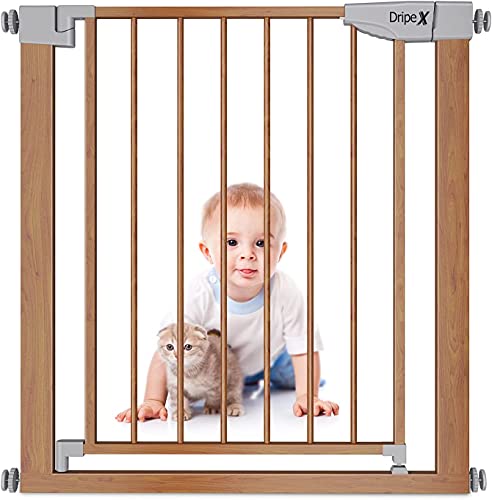 Dripex Schutzgitter, Treppengitter geeignet für 75-82 cm, Auto-Close, Zum Klemmen, Tür Gitter für Kinder Haustiere, erweiterbar, ohne Bohren