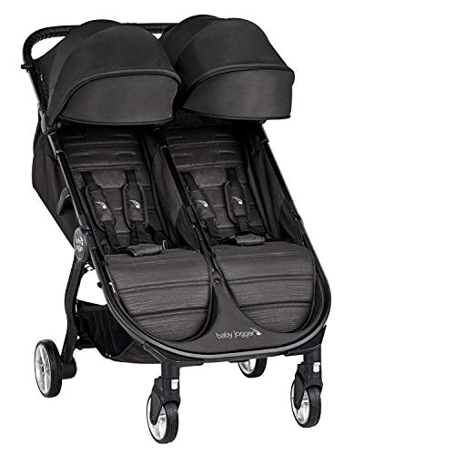 Baby Jogger City Tour 2 Geschwisterwagen | kompakt, zusammenklappbar & tragbar Zwillingsbuggy | Jet (schwarz)
