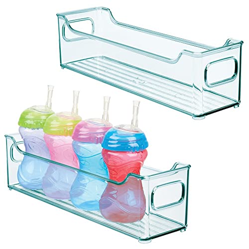 mDesign 2er-Set Kinderzimmer Organizer – große Sortierbox mit praktischen Griffen – BPA-freier Kunststoffbehälter für Spielzeug, Windeln, Stofftiere & Co. – blau