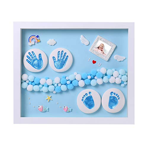 Nifyto Baby Handabdruck Fußabdruck Ornament Andenken Maker Kit Baby Nursery Memory Art Kit Personalisierte Baby Prints (Blau)…