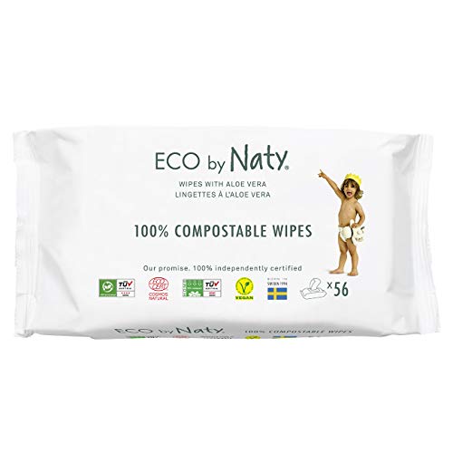 Eco by Naty Parfümfreie Aloe Vera Baby Feuchttücher – 100 % kompostierbare und pflanzliche Tücher, gut für Babys und die empfindliche Haut von Neugeborenen (12 x 56 | 672 Stück)
