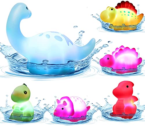 6 PCS LED Dinosaurier Badespielzeug: Schwimmende Badespielzeug Set für Baby kinder Mädchen